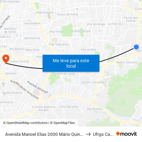 Avenida Manoel Elias 2000 Mário Quintana Porto Alegre - Rs 91240-260 Brasil to Ufrgs Campus Saúde map