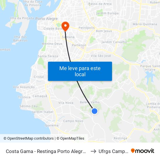 Costa Gama - Restinga Porto Alegre - Rs 91787-311 Brasil to Ufrgs Campus Saúde map