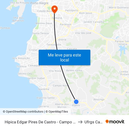 Hipica Edgar Pires De Castro - Campo Novo Porto Alegre - Rs 91787-878 Brasil to Ufrgs Campus Saúde map