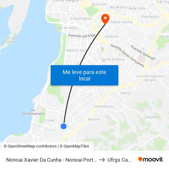 Nonoai Xavier Da Cunha - Nonoai Porto Alegre - Rs 90830-180 Brasil to Ufrgs Campus Saúde map