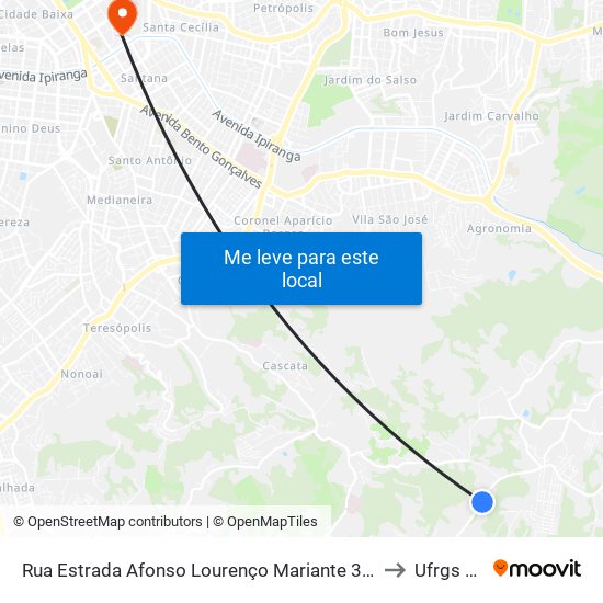 Rua Estrada Afonso Lourenço Mariante 3499-3519 - Lomba Do Pinheiro Porto Alegre - Rs 91787-260 Brasil to Ufrgs Campus Saúde map