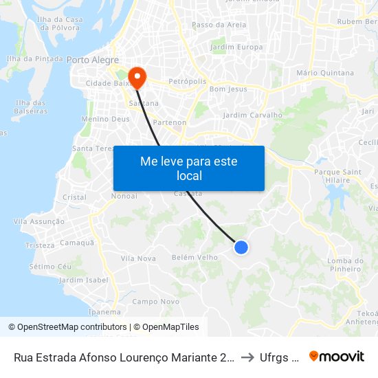 Rua Estrada Afonso Lourenço Mariante 2288-2302 - Lomba Do Pinheiro Porto Alegre - Rs 91787-260 Brasil to Ufrgs Campus Saúde map