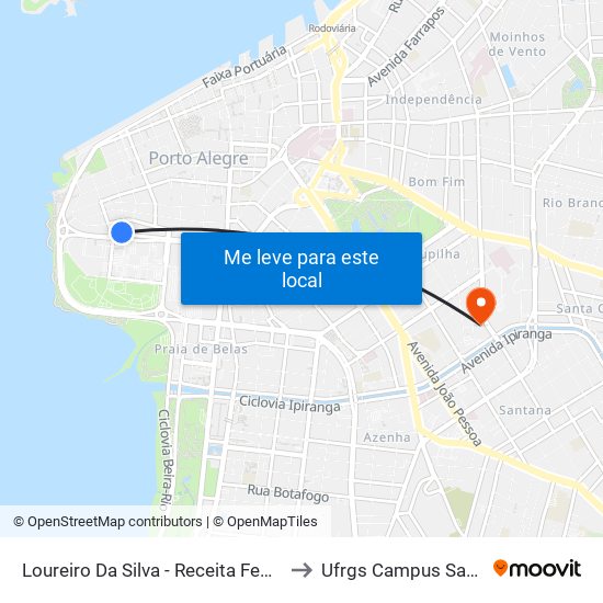 Loureiro Da Silva - Receita Federal to Ufrgs Campus Saúde map
