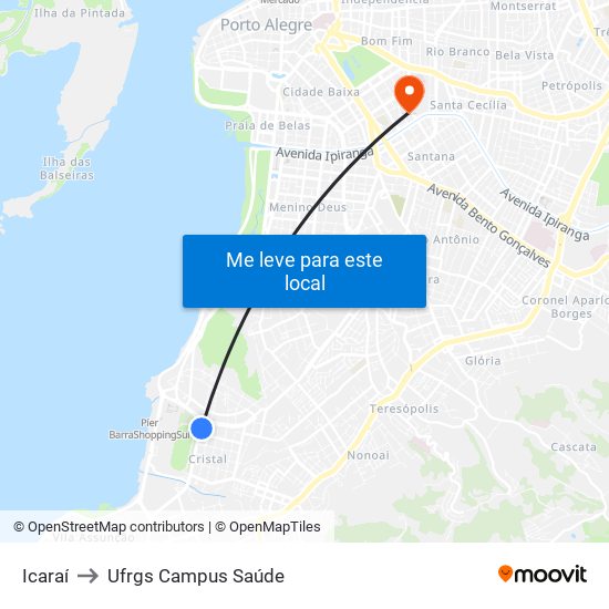 Icaraí to Ufrgs Campus Saúde map