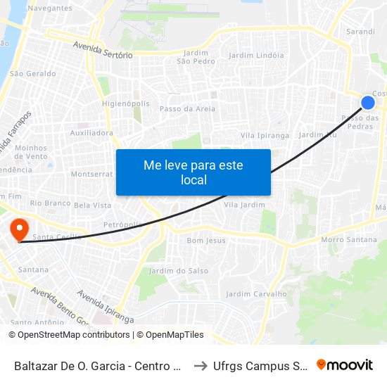 Baltazar De O. Garcia - Centro Vida Cb to Ufrgs Campus Saúde map