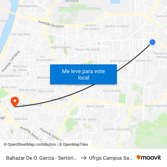 Baltazar De O. Garcia - Sertório Bc to Ufrgs Campus Saúde map