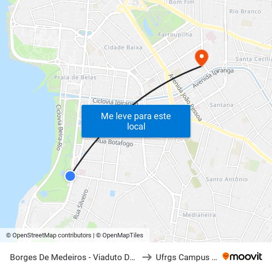 Borges De Medeiros - Viaduto Dom Pedro I to Ufrgs Campus Saúde map