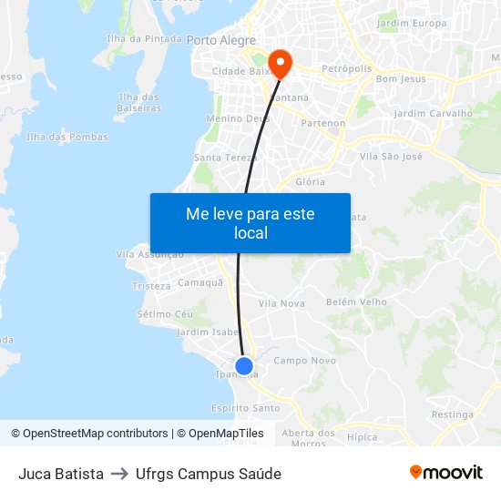 Juca Batista to Ufrgs Campus Saúde map