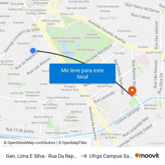 Gen. Lima E Silva - Rua Da República to Ufrgs Campus Saúde map