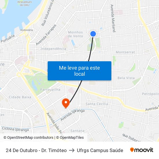 24 De Outubro - Dr. Timóteo to Ufrgs Campus Saúde map