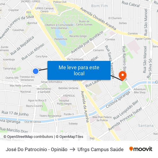 José Do Patrocínio - Opinião to Ufrgs Campus Saúde map