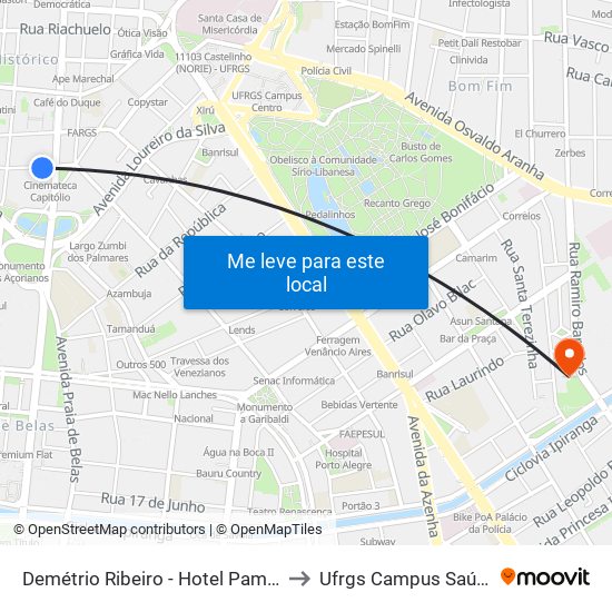 Demétrio Ribeiro - Hotel Pampa to Ufrgs Campus Saúde map