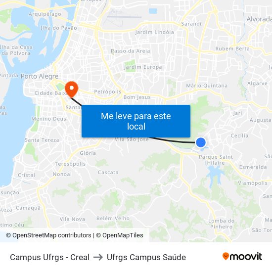Campus Ufrgs - Creal to Ufrgs Campus Saúde map
