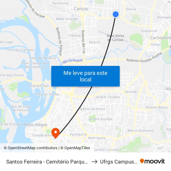 Santos Ferreira - Cemitério Parque São Vicente to Ufrgs Campus Saúde map