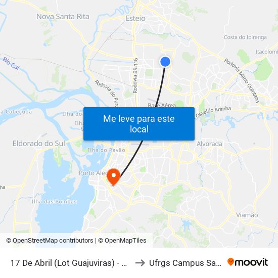 17 De Abril (Lot Guajuviras) - 1010 to Ufrgs Campus Saúde map