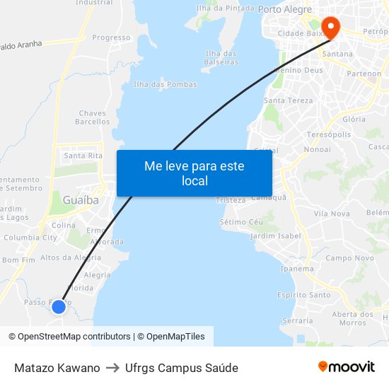 Matazo Kawano to Ufrgs Campus Saúde map