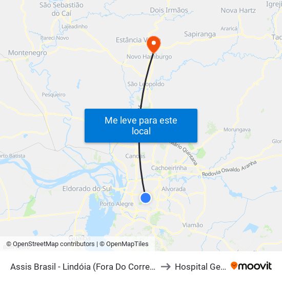 Assis Brasil - Lindóia (Fora Do Corredor) to Hospital Geral map