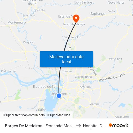 Borges De Medeiros - Fernando Machado to Hospital Geral map