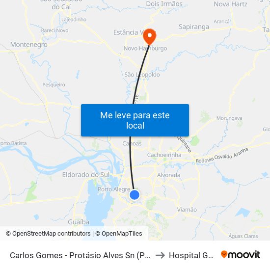 Carlos Gomes - Protásio Alves Sn (Piso 1) to Hospital Geral map