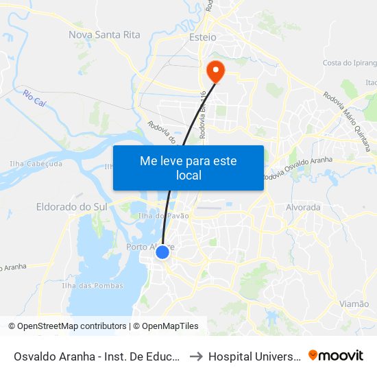 Osvaldo Aranha - Inst. De Educação (Fora Do Corredor) to Hospital Universitário Da Ulbra map