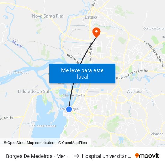 Borges De Medeiros - Mercado Público to Hospital Universitário Da Ulbra map