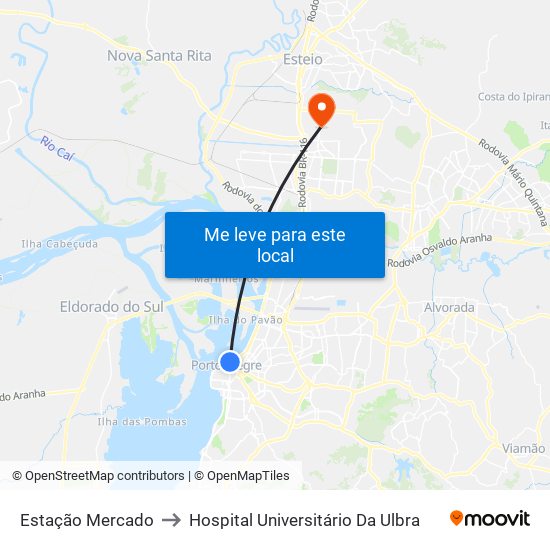 Estação Mercado to Hospital Universitário Da Ulbra map