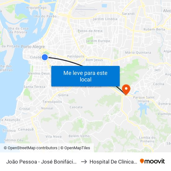 João Pessoa - José Bonifácio (Fora Do Corredor) to Hospital De Clínicas Veterinárias map