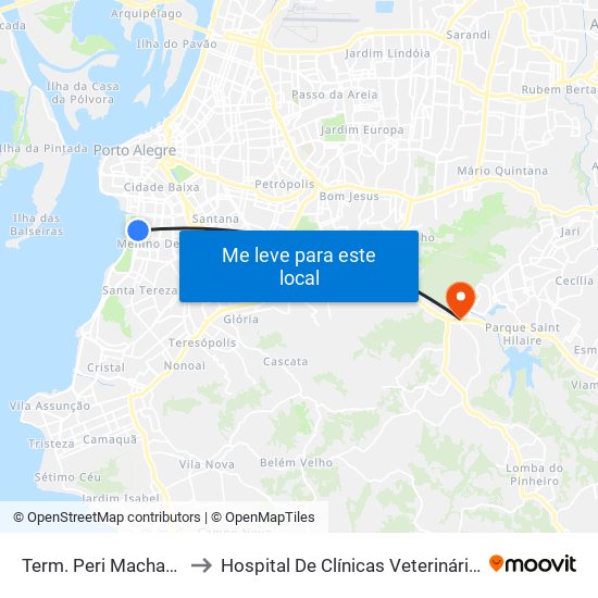 Term. Peri Machado to Hospital De Clínicas Veterinárias map
