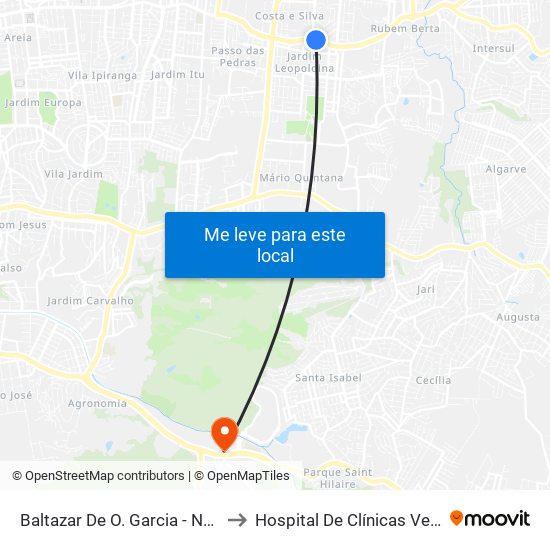 Baltazar De O. Garcia - Nacional Cb to Hospital De Clínicas Veterinárias map