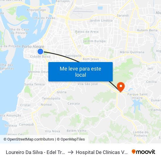 Loureiro Da Silva - Edel Trade Center to Hospital De Clínicas Veterinárias map