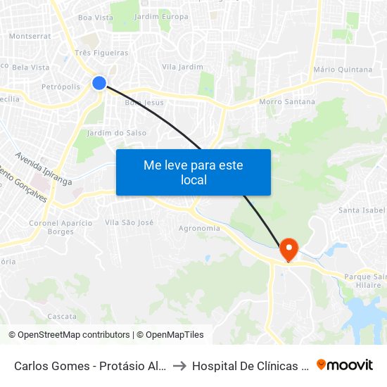 Carlos Gomes - Protásio Alves Sn (Piso 1) to Hospital De Clínicas Veterinárias map