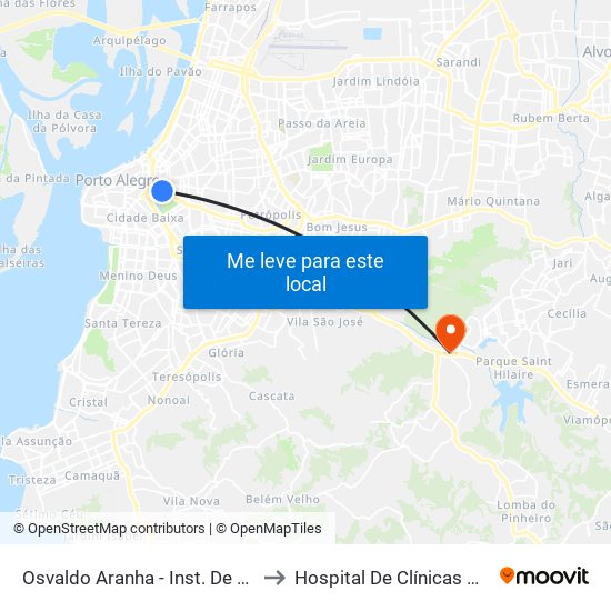 Osvaldo Aranha - Inst. De Educação Cb to Hospital De Clínicas Veterinárias map