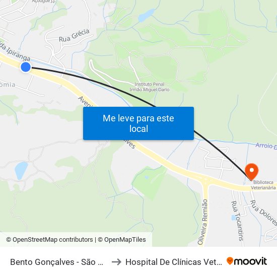 Bento Gonçalves - São Carlos Bc to Hospital De Clínicas Veterinárias map