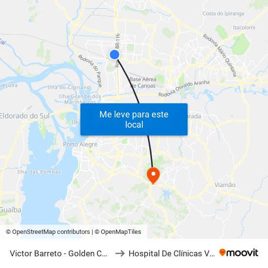 Victor Barreto - Golden Center (Box B) to Hospital De Clínicas Veterinárias map