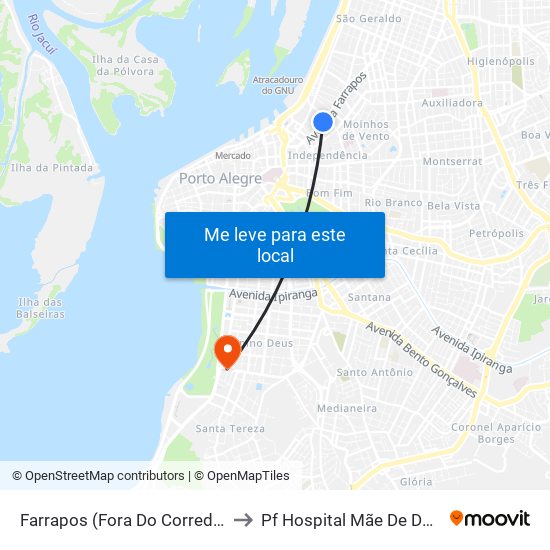 Farrapos (Fora Do Corredor) to Pf Hospital Mãe De Deus map