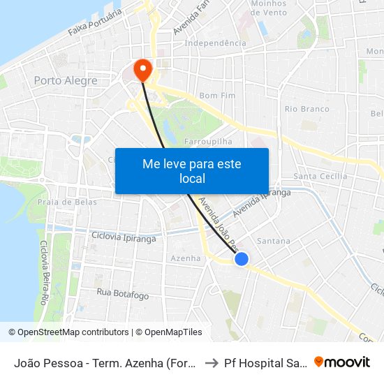 João Pessoa - Term. Azenha (Fora Do Corredor) to Pf Hospital Santa Rita map