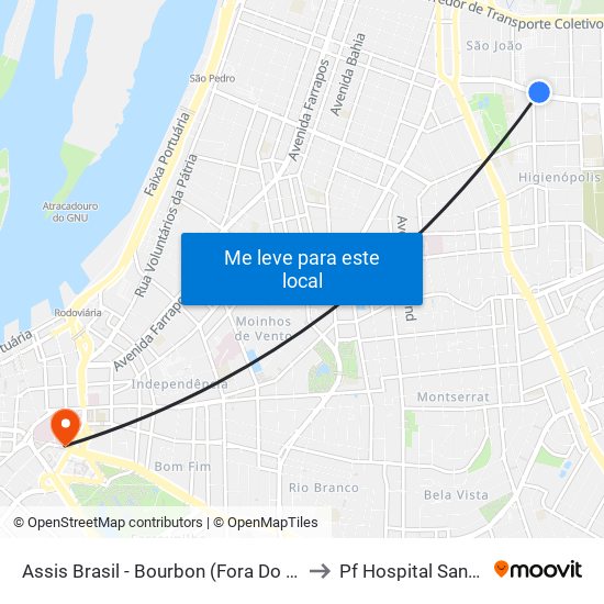 Assis Brasil - Bourbon (Fora Do Corredor) to Pf Hospital Santa Rita map