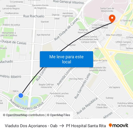 Viaduto Dos Açorianos - Oab to Pf Hospital Santa Rita map