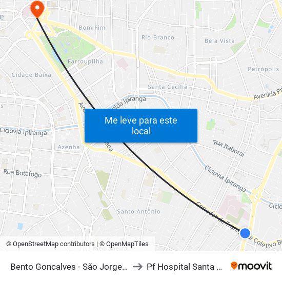 Bento Goncalves - São Jorge Cb to Pf Hospital Santa Rita map