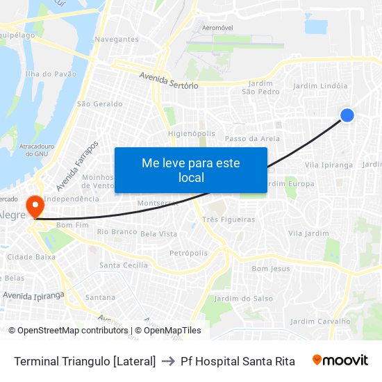 Terminal Triangulo [Lateral] to Pf Hospital Santa Rita map