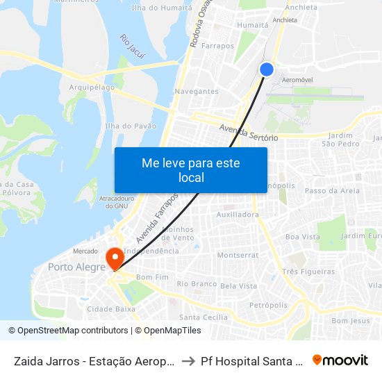 Zaida Jarros - Estação Aeroporto to Pf Hospital Santa Rita map