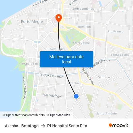 Azenha - Botafogo to Pf Hospital Santa Rita map