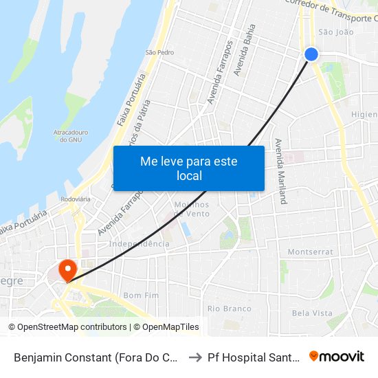 Benjamin Constant (Fora Do Corredor) to Pf Hospital Santa Rita map