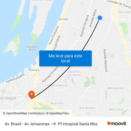 Av. Brasil - Av. Amazonas to Pf Hospital Santa Rita map