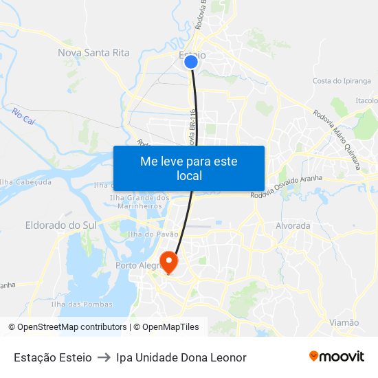 Estação Esteio to Ipa Unidade Dona Leonor map