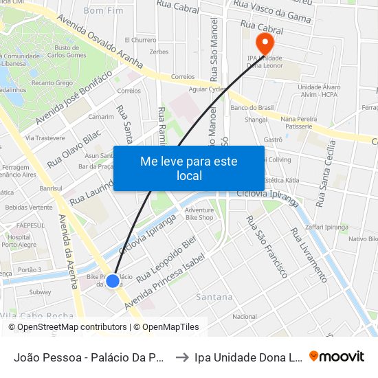João Pessoa - Palácio Da Polícia Bc to Ipa Unidade Dona Leonor map
