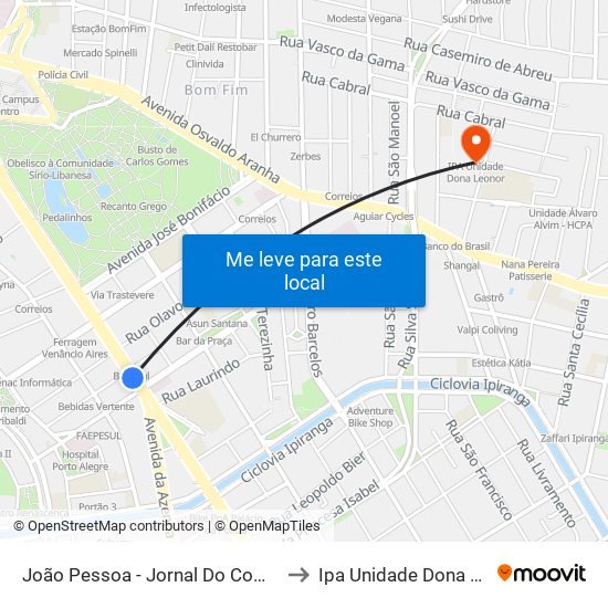 João Pessoa - Jornal Do Comércio Cb to Ipa Unidade Dona Leonor map