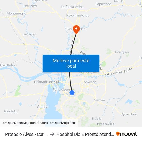 Protásio Alves - Carlos Gomes Cb (Piso 3) to Hospital Dia E Pronto Atendimento Unimed Vale Do Sinos map
