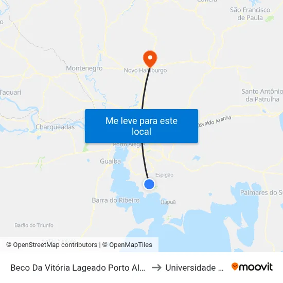 Beco Da Vitória Lageado Porto Alegre - Rio Grande Do Sul 91787 Brasil to Universidade Feevale Campus II map