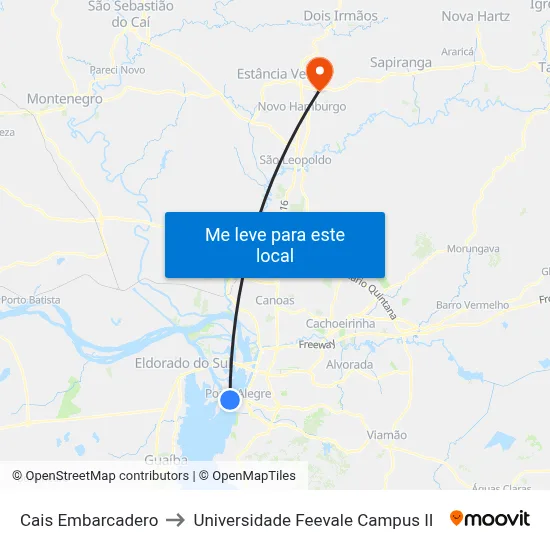 Cais Embarcadero to Universidade Feevale Campus II map
